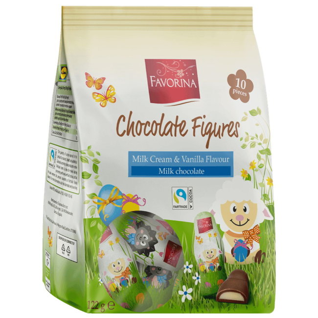 Детский набор шоколадных фигурок Favorina Весенние ягнята с молочно-ванильной начинкой 122 гр
