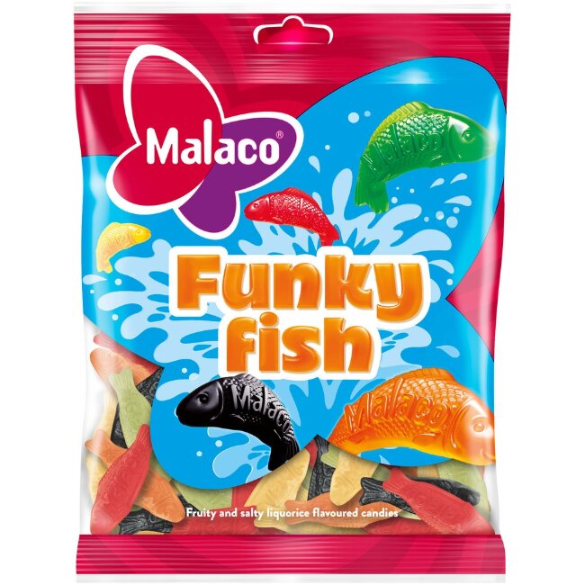 Микс фруктовых и лакричных конфет Malaco Funky Fish 180 гр