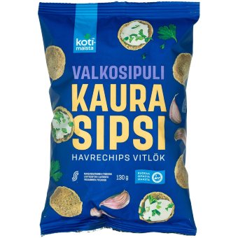 Овсяные чипсы Kotimaista Kaura Sipsi с чесноком 130 гр Овсяные чипсы Kotimaista Kaura Sipsi с чесноком 130 гр
