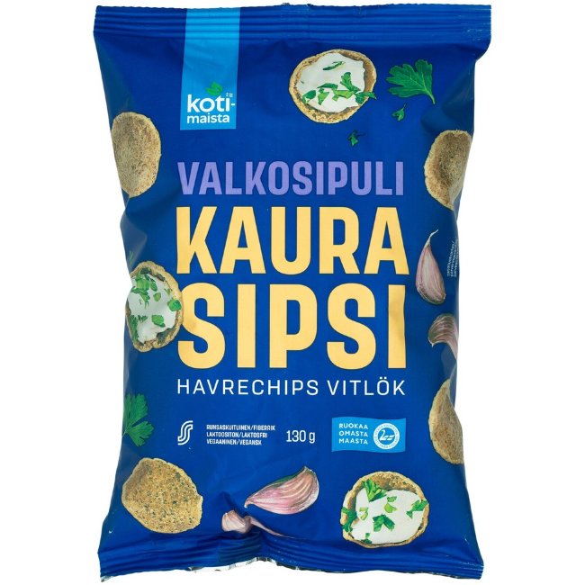 Овсяные чипсы Kotimaista Kaura Sipsi с чесноком 130 гр