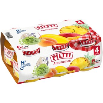 Piltti манго, абрикос и ананас 6x125 гр, с 4 мес.