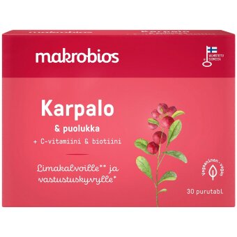 Жевательные таблетки Makrobios с клюквой, брусникой и витаминами 30 шт 16 гр