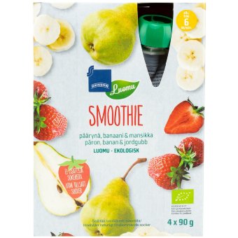 Смузи Rainbow с грушей, бананом и клубникой био (уп 4 шт) 360 гр