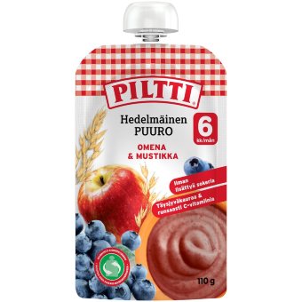 Фруктовая каша Piltti 110 гр яблоко-черника (с 6 месяцев) порционная пачка