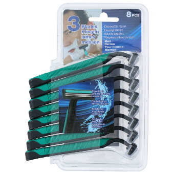 Одноразовые мужские безопасные бритвы для личной гигиены AIE Men тройное лезвие, упаковка из 8 штук (цена по акции)