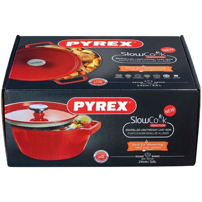 Чугунная кастрюля Pyrex 4,0 л красная Чугунная кастрюля Pyrex 4,0 л красная