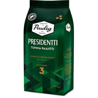 Кофе в зернах Paulig Presidentti Tumma Paahto темной обжарки 450 гр (цена по акции)