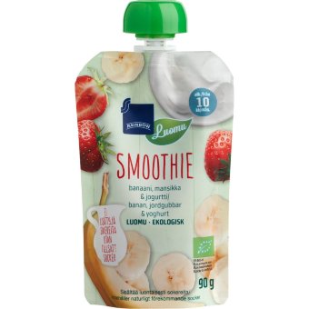Смузи Rainbow банан, клубника и йогурт органический 90 гр 10 мес
