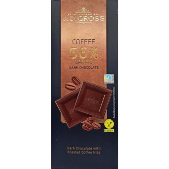 Темный шоколад J.D.Gross 56% с кофейными орешками 125 гр