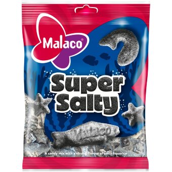 Смесь леденцов с солёной лакрицей Malaco Super Salty 180 гр