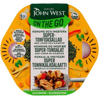 Супер салат с тунцом John West On The Go с медом и имбирём, с чечевицей и нутом 220 гр