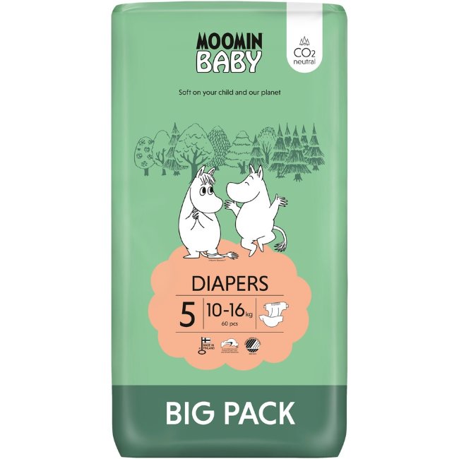 Подгузники с липкой фиксацией Moomin Baby 5 - 60 шт 10-16 кг