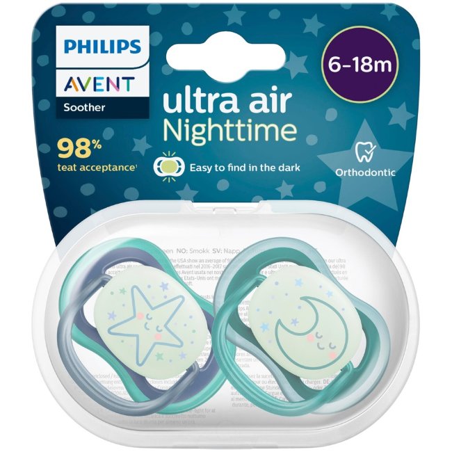 Соска Philips Avent Ultra Air Night 6-18 мес, (уп 2 шт)