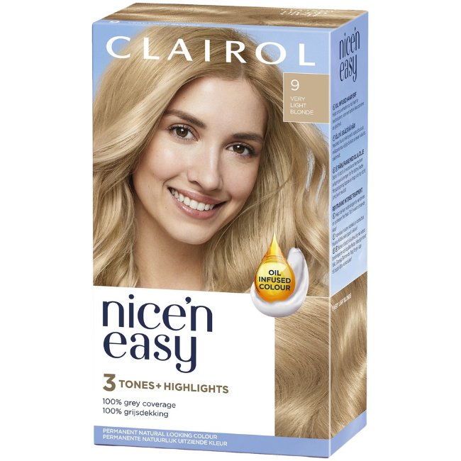 Стойкая краска для волос Clairol Nice'n Easy 9 очень светлый
