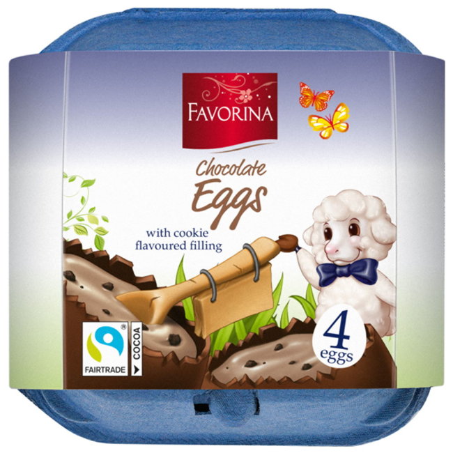 Шоколадные яйца Favorina Милый барашек с молочной начинкой 4 шт/уп 144 гр Шоколадные яйца Favorina Милый барашек с молочной начинкой 4 шт/уп 144 гр