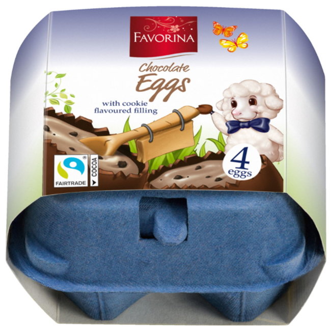 Шоколадные яйца Favorina Милый барашек с молочной начинкой 4 шт/уп 144 гр Шоколадные яйца Favorina Милый барашек с молочной начинкой 4 шт/уп 144 гр