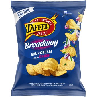 Чипсы Taffel Broadway со вкусом сметаны и лука 260 гр Чипсы Taffel Broadway со вкусом сметаны и лука 260 гр