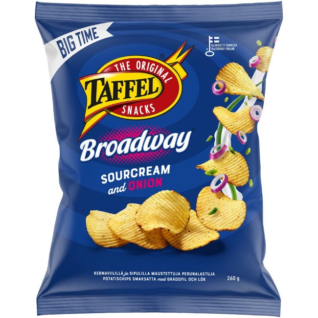 Чипсы Taffel Broadway со вкусом сметаны и лука 260 гр