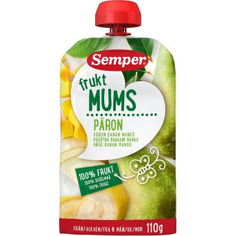 Semper Fruktmums груша, банан и манго, с 6 мес. 110 гр Semper Fruktmums груша, банан и манго, с 6 мес. 110 гр