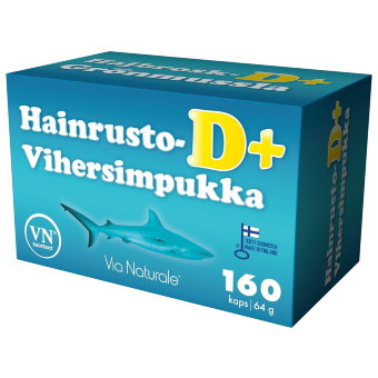 Витамины для суставов с акульим хрящем Hainrusto+vihersimpukka D+ 160 капсул Via Naturale