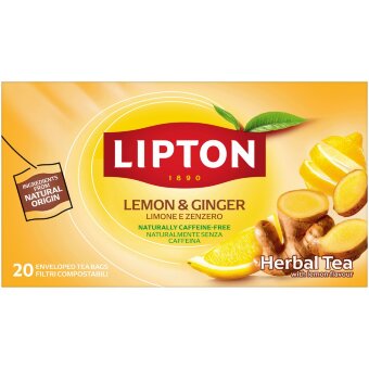 Травяной чай Lipton Lemon & Ginger Refresh 20 шт Травяной чай Lipton Lemon & Ginger Refresh 20 шт