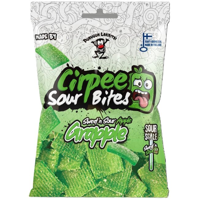 Жевательные конфеты с кислым вкусом Cirpee Sour Bites Grapple 120 гр