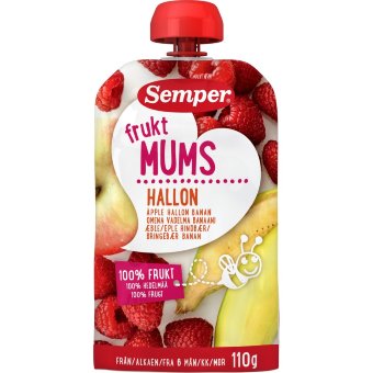 Semper Fruktmums яблоко, малина и банан, с 6 мес. 110 гр Semper Fruktmums яблоко, малина и банан, с 6 мес. 110 гр