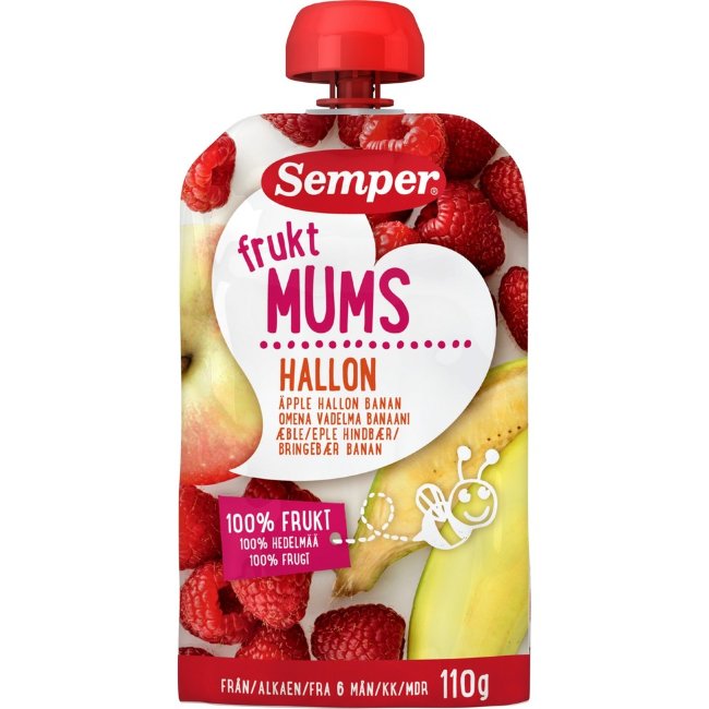 Semper Fruktmums яблоко, малина и банан, с 6 мес. 110 гр