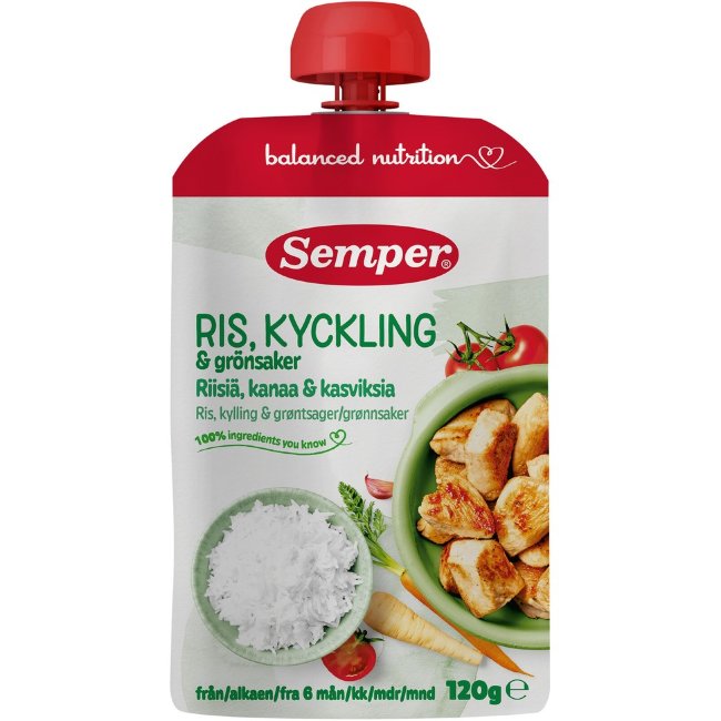 Детское питание Semper рис с курицей и овощами 120 гр