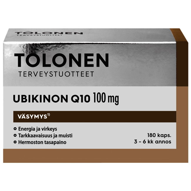 Убихинон Q10 100 мг с витаминами B1 и B2 пищевая добавка 180 капсул Ubikinoni Tolonen