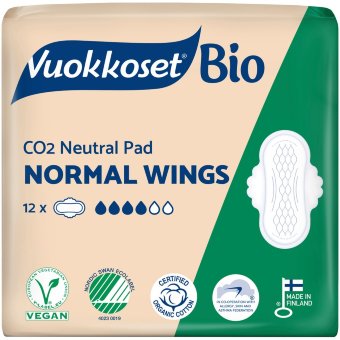 Прокладки гигиенические Vuokkoset 100% Bio Normal 4/6, 12 шт