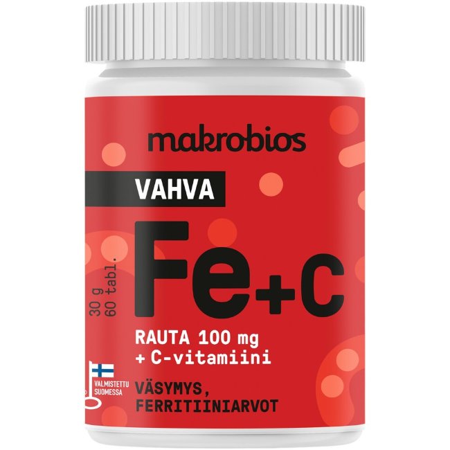 Витамины с железом и витамином C (усиленный комплекс) Makrobios Vahva Rauta+C 60 таблеток