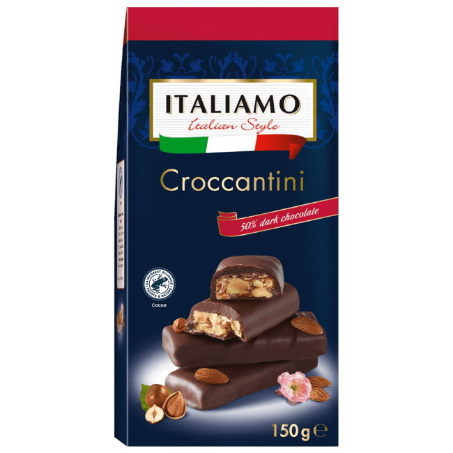 Конфеты из тёмного шоколада Croccantini с миндалём и фундуком ITALIAMO 150 гр