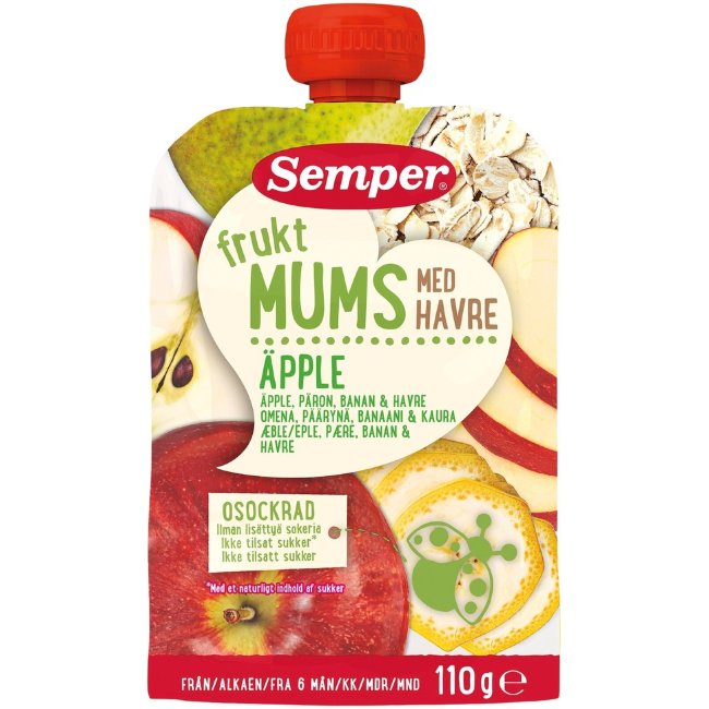Фруктовое пюре Semper Fruktmums с яблоком и овсом 110 гр