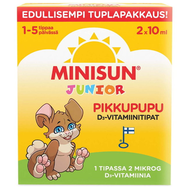 Двойные Капли с витамином D3 для детей Minisun Drops D3 2 Х 10 мл Minisun