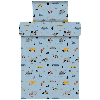 Детский комплект постельного белья Ciraf с рисунком транспортных средств 120x160 см, синий