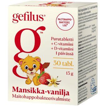 Таблетки жевательные с молочнокислыми бактериями LGG со вкусом клубники и ванили GEFILUS C + D PURUTABL 30 шт Gefilus