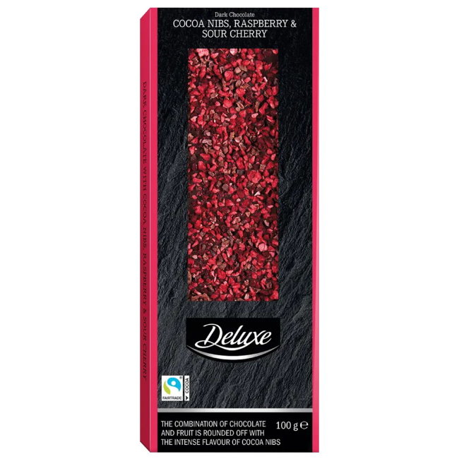 Шоколад Deluxe (какао-малина-вишня) 100 гр Шоколад Deluxe (какао-малина-вишня) 100 гр