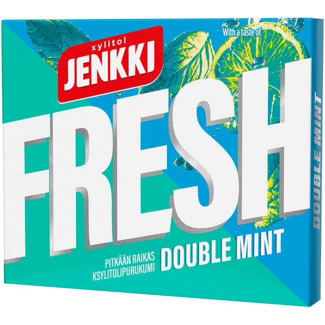 Жевательная резинка Jenkki Fresh Double Mint с ксилитом 32 гр Жевательная резинка Jenkki Fresh Double Mint с ксилитом 32 гр