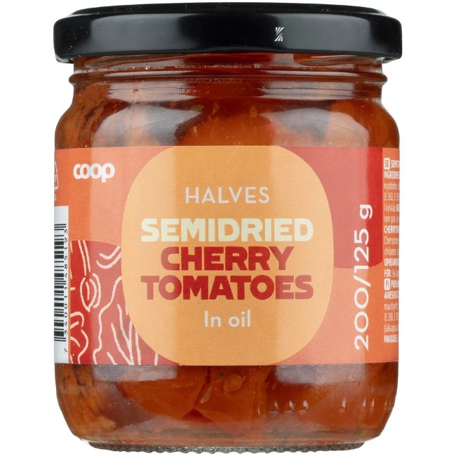 Полусушеные черри в масле Coop 200/125 г