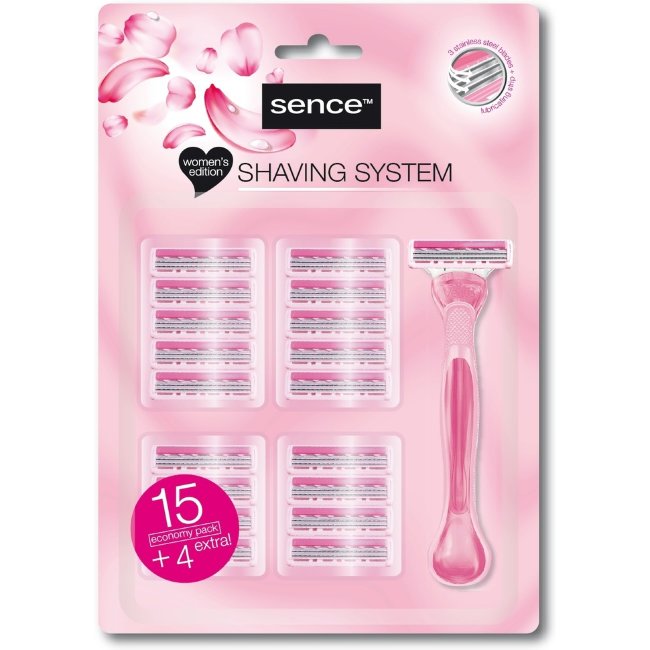 Женские бритвы для удаления волос Sence Beauty 15 шт + 4 запасных/упаковка