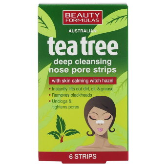 Очищающие полоски для носа 6 шт Beauty Formulas с чайным деревом