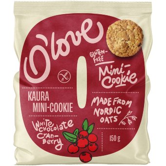 Овсяное мини-печенье Porokylän O´love белый шоколад и клюква 150 гр без глютена