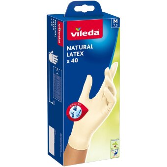 Одноразовые перчатки Vileda Natural Latex 40 шт размер M