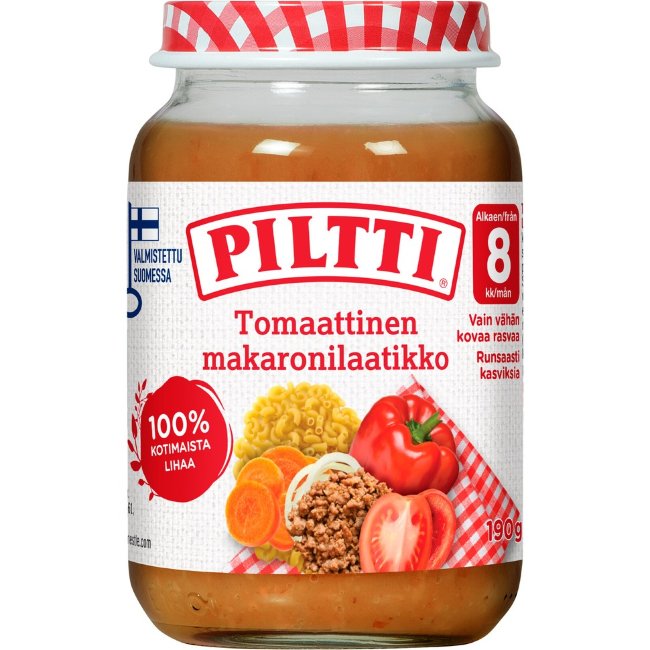 Детское питание Piltti томатная запеканка с макаронами 190 гр