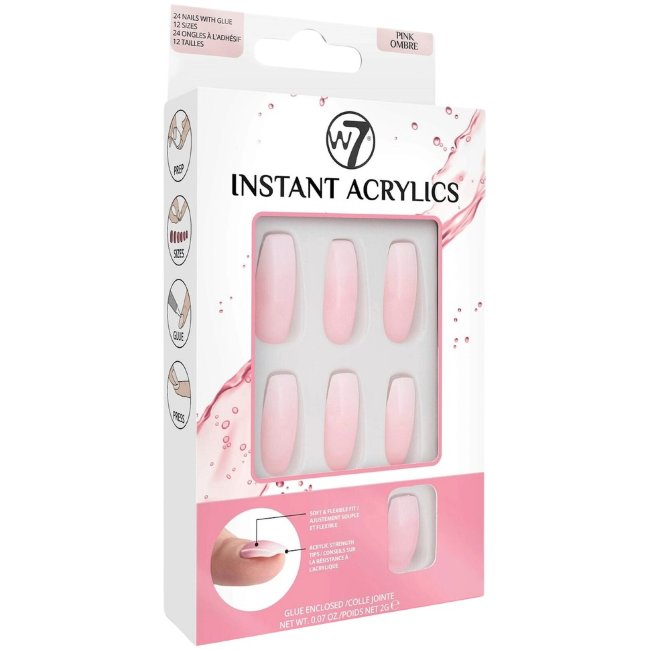 Акриловые ногти W7 Instant Pinkki, мягкий оттенок, который постепенно светлеет.