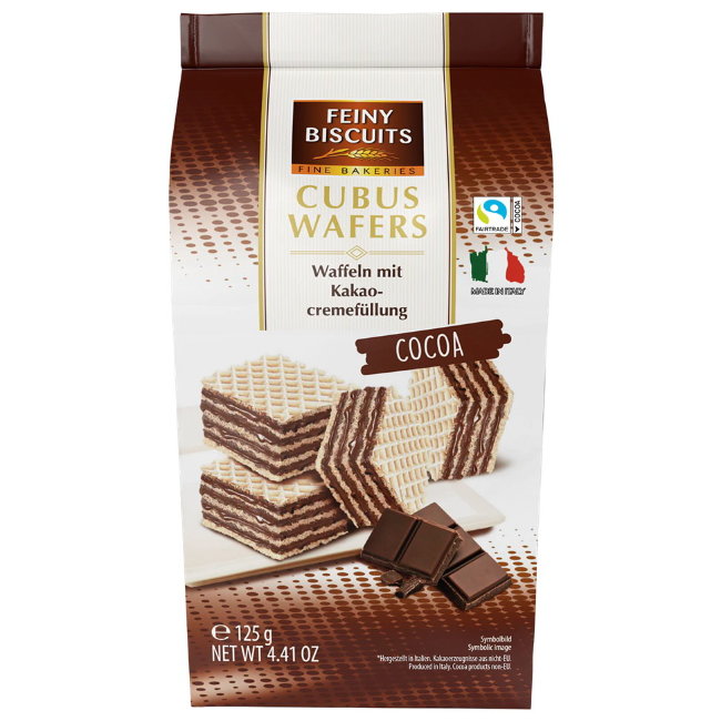 Вафли с шоколадной начинкой Feiny Biscuits Cubus Wafers Cocoa 125 гр