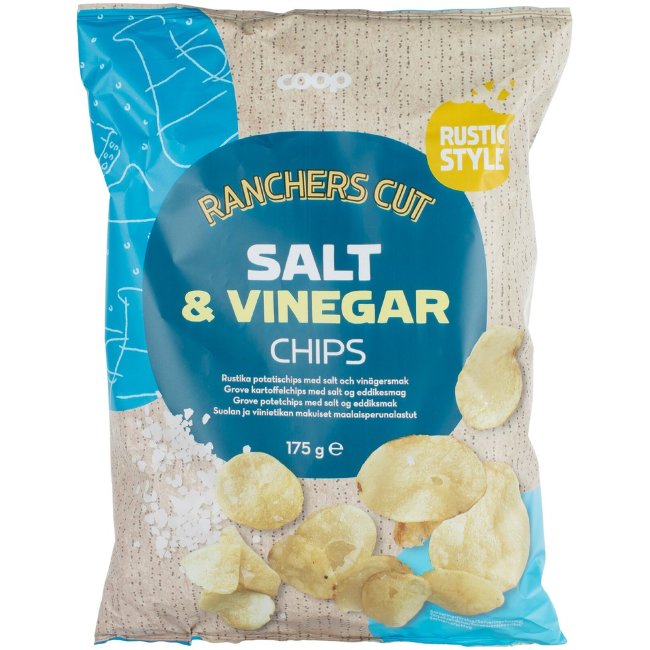 Деревенские картофельные чипсы Coop со вкусом соли и винного уксуса 175 гр