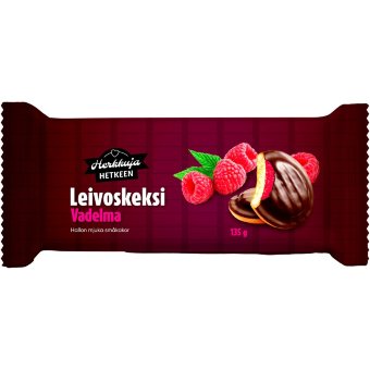 Печенье с малиновым вкусом Herkkuja Hetkeen 135 гр