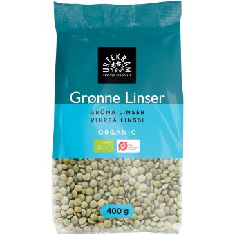Зеленая органическая чечевица Urtekram 400 гр